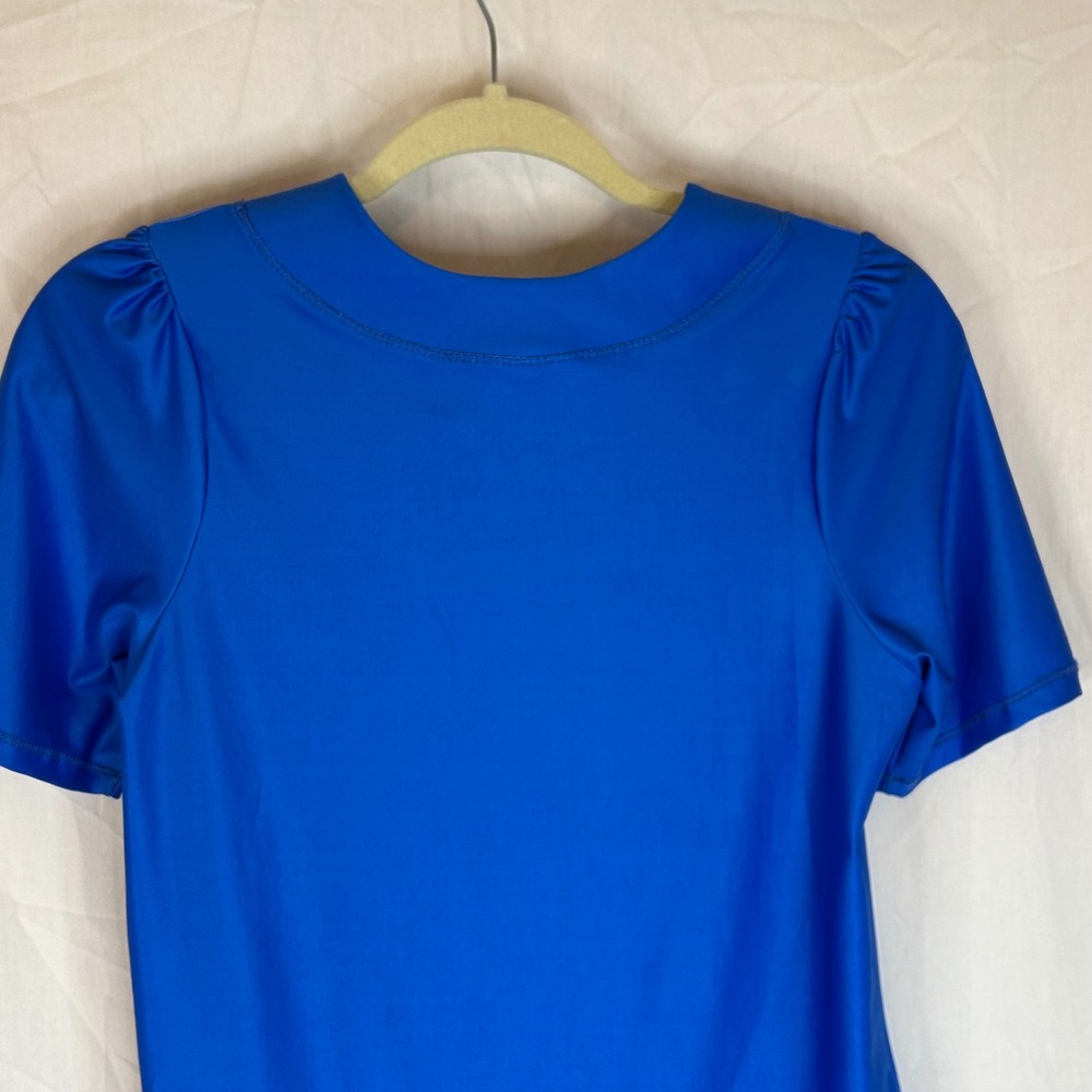 The Bubble Emily Top NWT Women's XS Short Sleeve‎ Scalloped Neck Top Blue - Picture 8 of 11